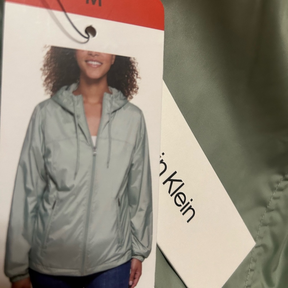 Calvin Klein Fleece Lined Jacket Windbreaker Size M Iced Sage NWT